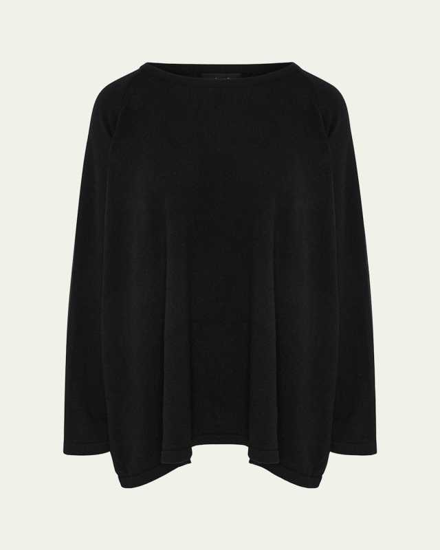 Raglan-Sleeve Round Neck Sweater (Long Length)